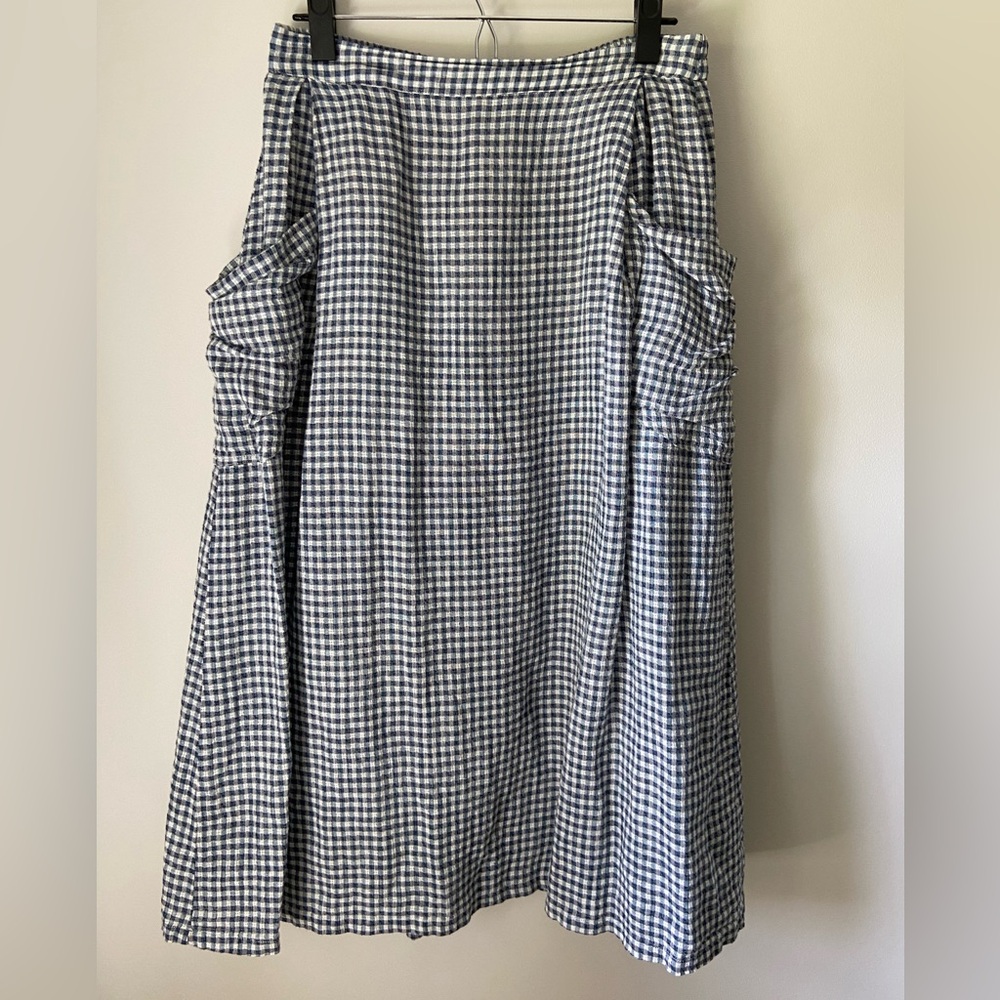 Lintico blue and white gingham linen skirt